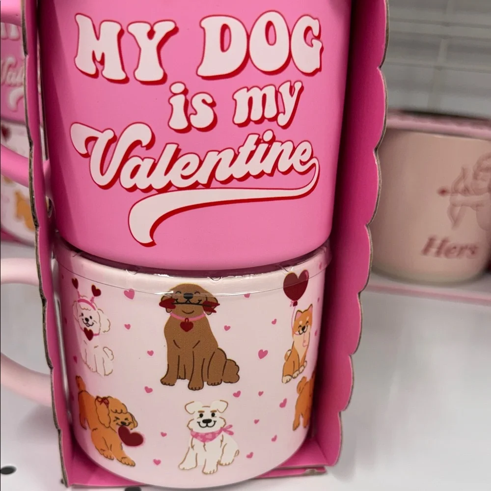 Pink Dog Valentine Mug Set